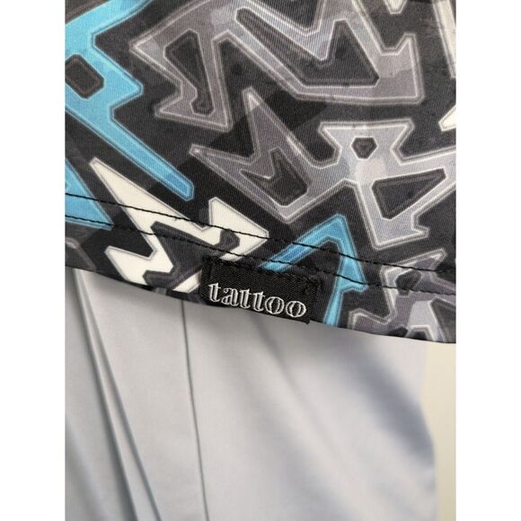 Tattoo Golf Men's L Polo Zone 18 Gray Blue Geometric Design Performance Active - Picture 10 of 11